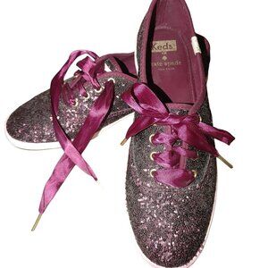 Keds x Kate Spade New York Champion Glitter Size Glitter Sneakers Black Burgundy